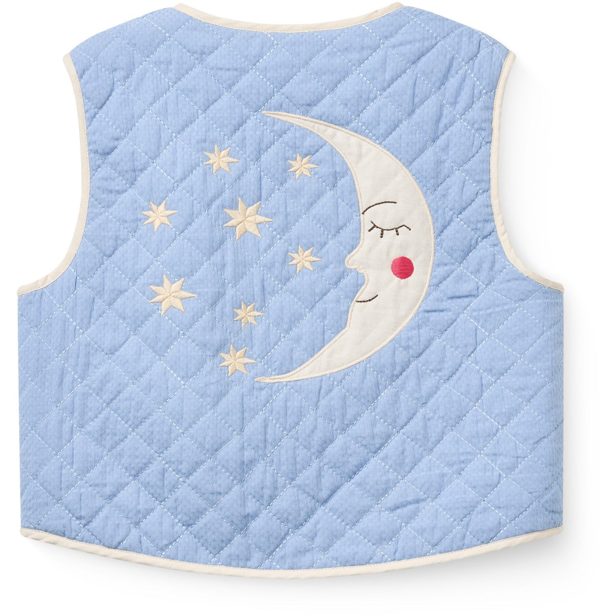 COPENHAGEN COLORS Endless Blue Quilted Vest W. Moon & Star Embroidery