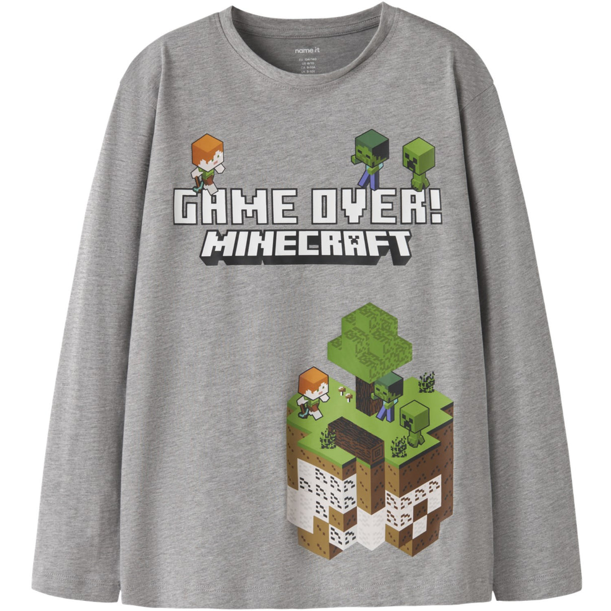 Name It Grey Melange Nkmar Minecraft Ls Nreg Top Box Noos Bfu