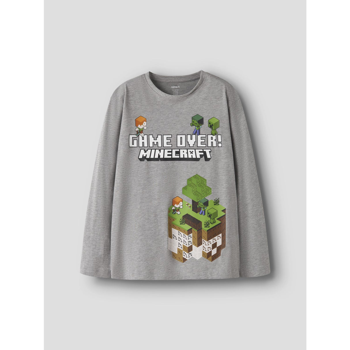 Name It Grey Melange Nkmar Minecraft Ls Nreg Top Box Noos Bfu