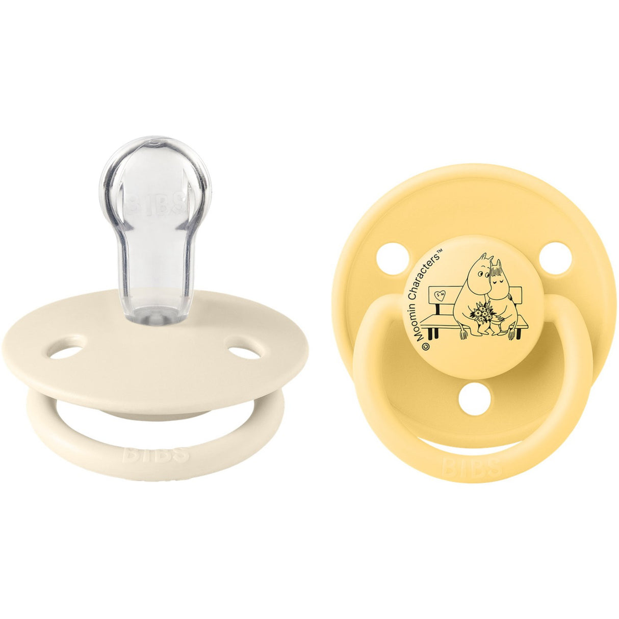 Bibs Ivory / Pale Butter X Moomins Pacifier De Lux Moomintroll 2-Pack Silicone