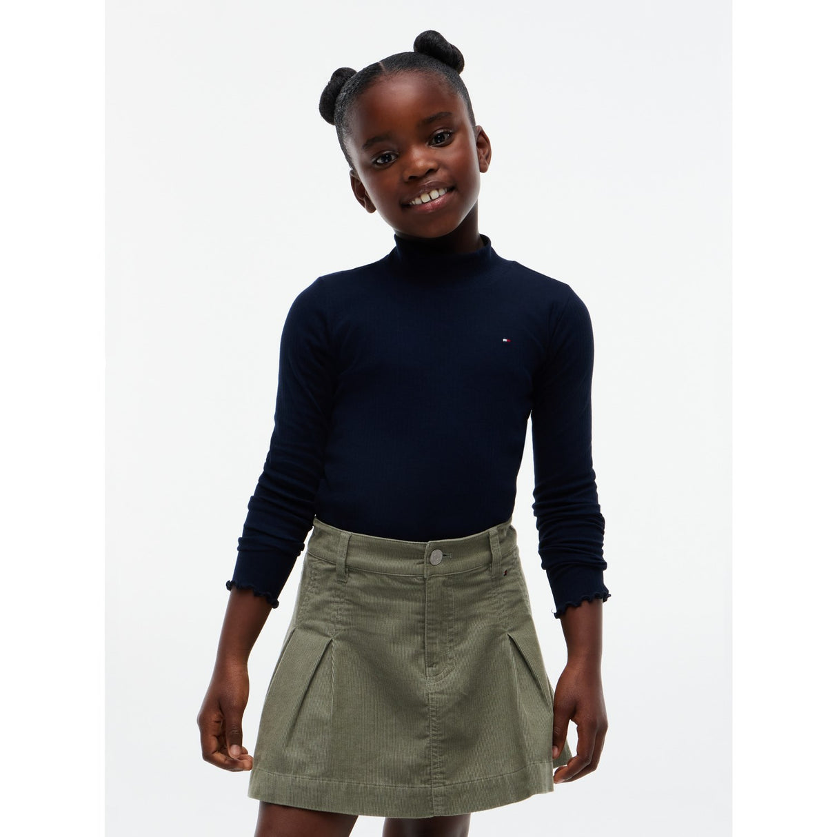 Tommy Hilfiger Dark Blue-Blue Mock Neck Rib Top Ls