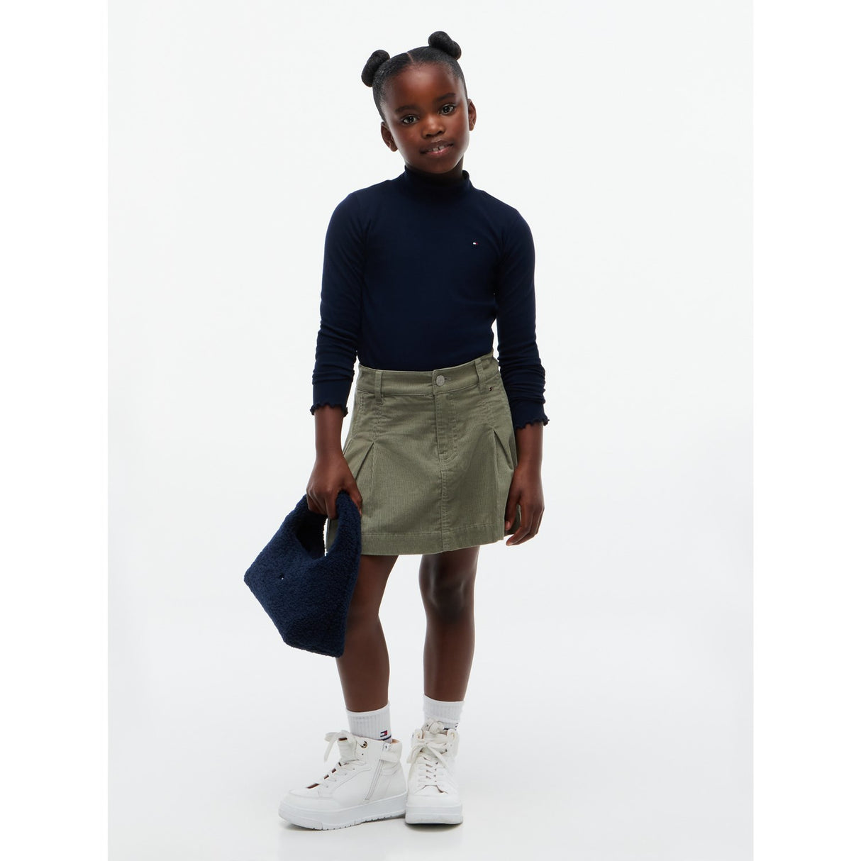 Tommy Hilfiger Dark Blue-Blue Mock Neck Rib Top Ls