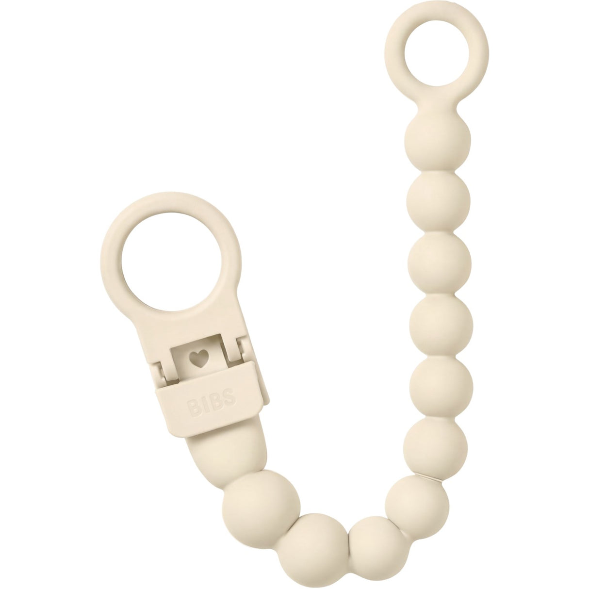 Bibs Ivory Pacifier Clip Beaded