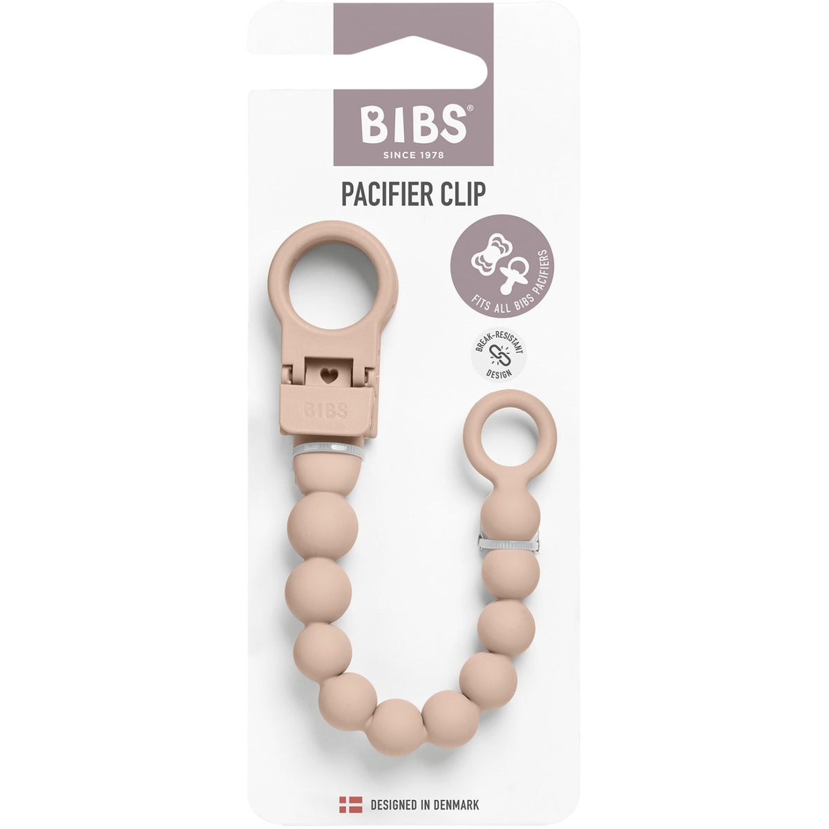 Bibs Blush Pacifier Clip Beaded