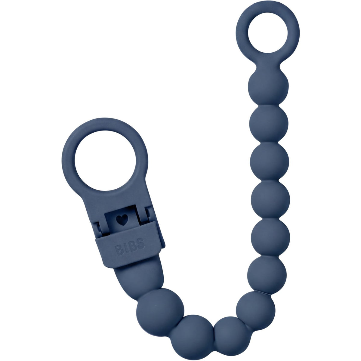 Bibs Steel Blue Pacifier Clip Beaded
