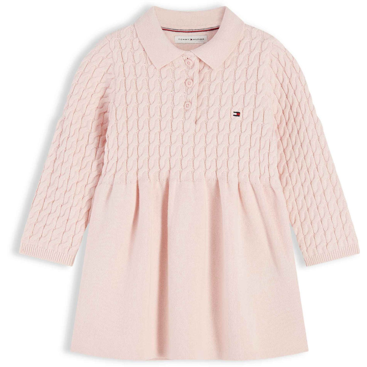 Tommy Hilfiger Whimsy Pink-Pink Sweater Cable Dress Ls