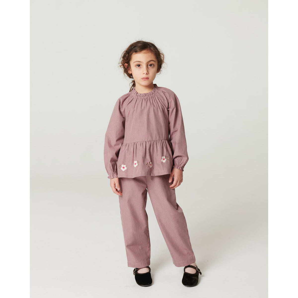 COPENHAGEN COLORS Winter Rose Check Comb. Checkered Pants W. Side Pockets