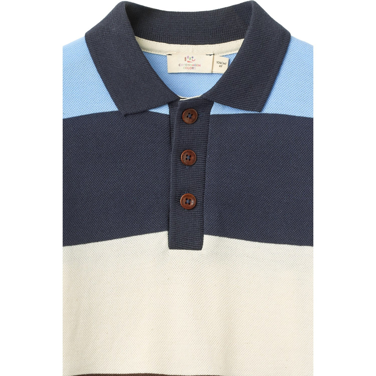 COPENHAGEN COLORS Brown Stripe Pique Polo W. Ls