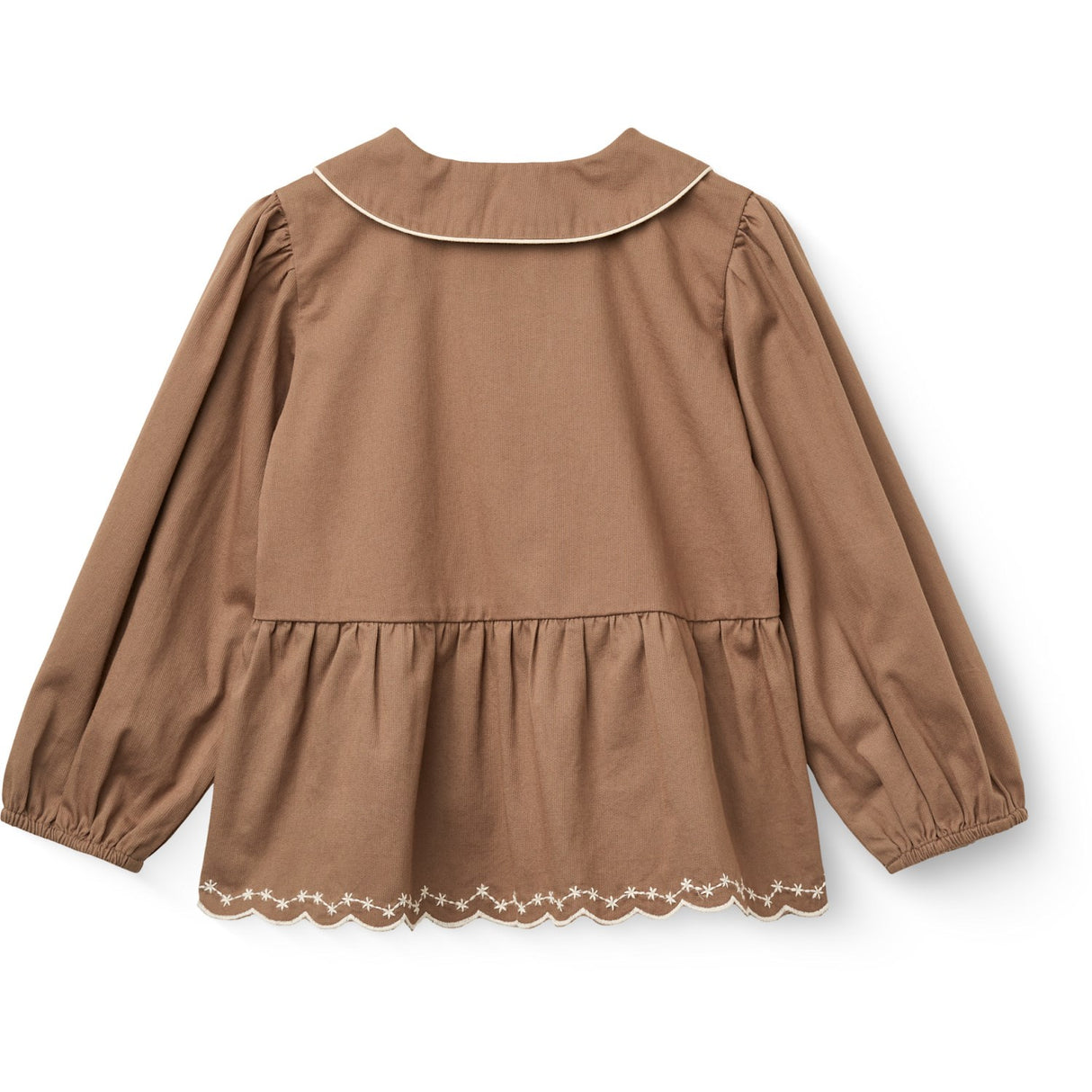 COPENHAGEN COLORS Walnut Twill Blouse W. Embroidery
