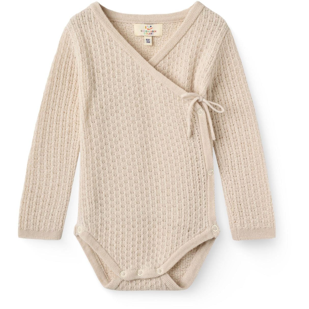 COPENHAGEN COLORS Pale Cream Melange Knitted Pointelle Baby Cross-Over
