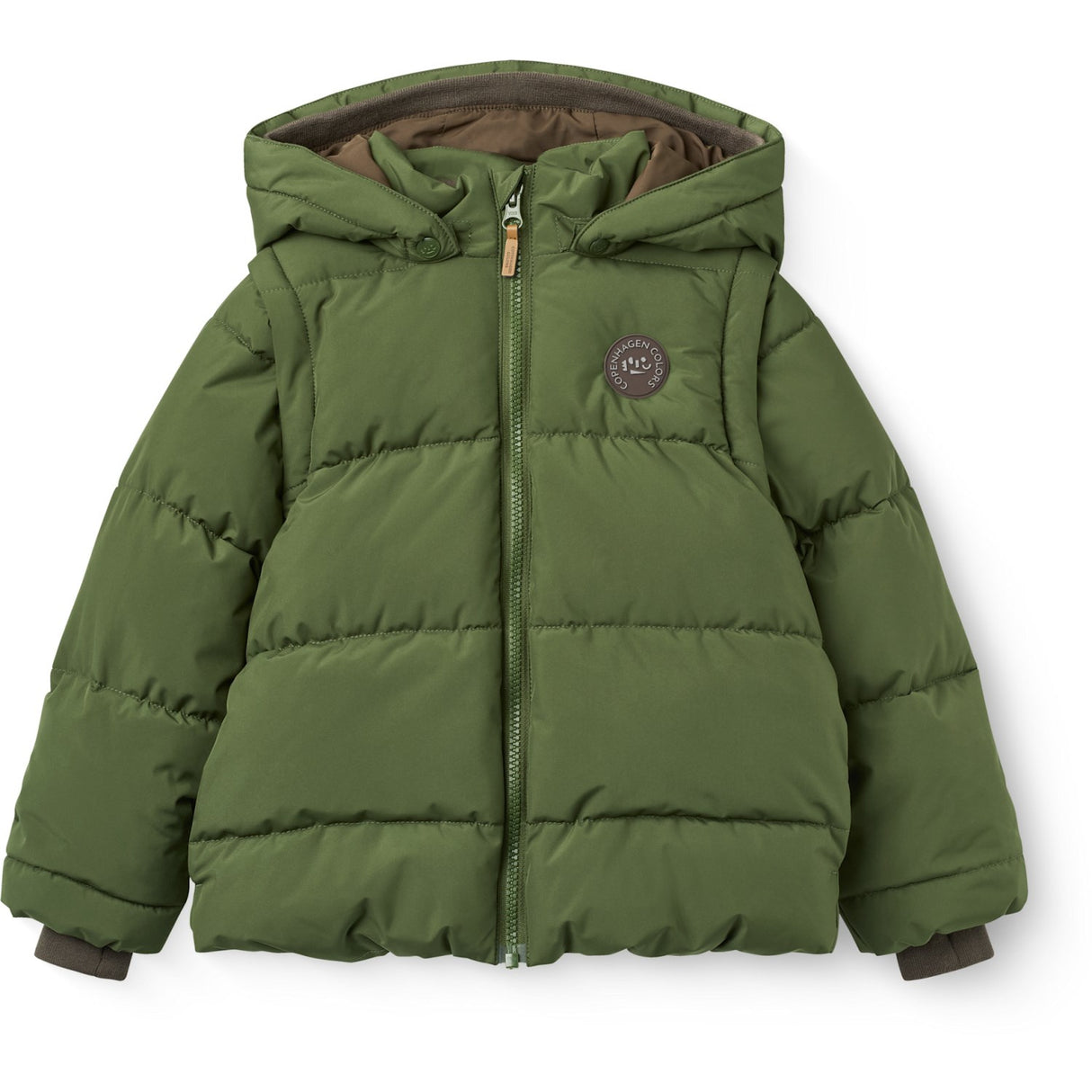 COPENHAGEN COLORS Dk. Green 2 In 1 Puffer Jacket W. Removable Sleeves