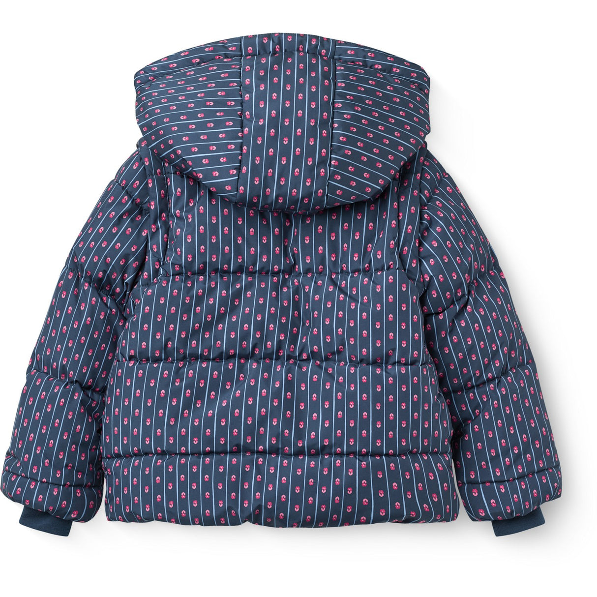COPENHAGEN COLORS Navy Flower Aop 2 In 1 Puffer Jacket W. Removable Sleeves