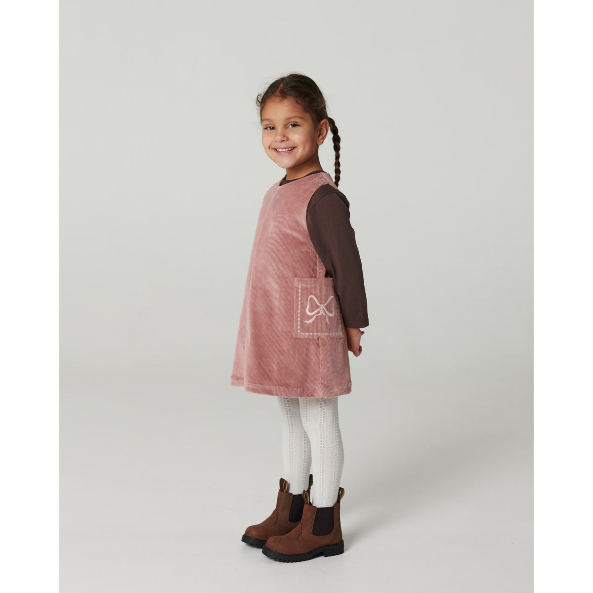 COPENHAGEN COLORS Winter Rose Corduroy Dress W. Embroidery
