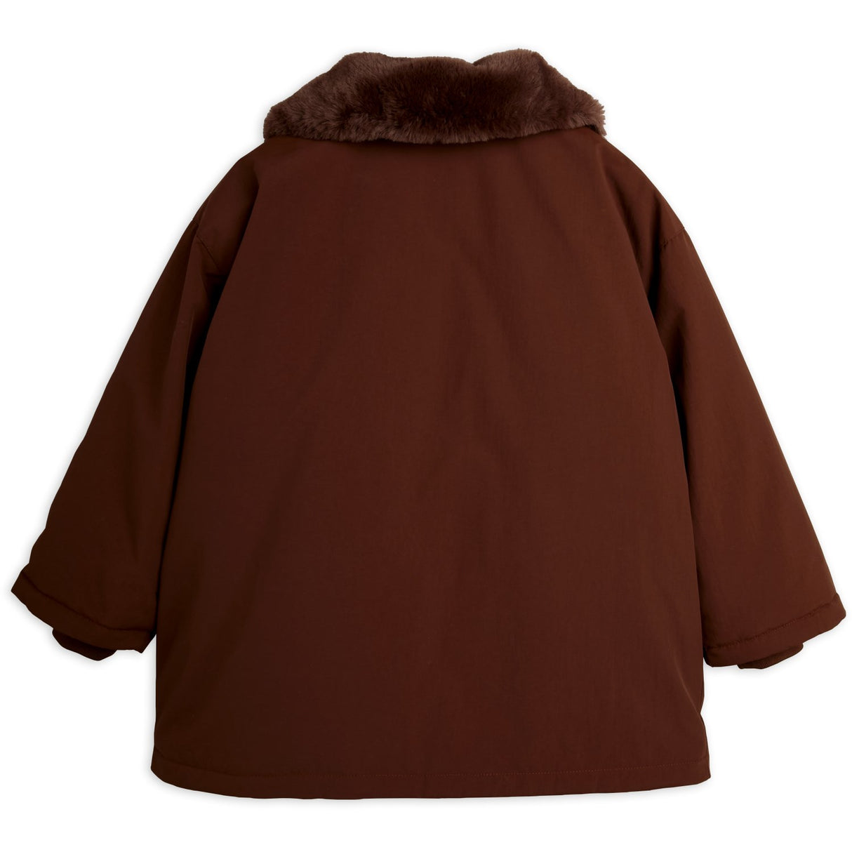 Mini Rodini Brown Padded Nylon Parka With Faux Fur Collar