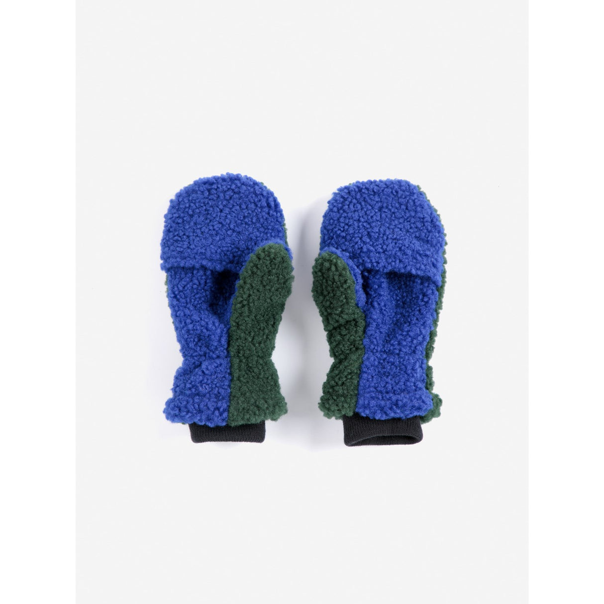 Bobo Choses Dark Green Color Block Sheepskin Mittens