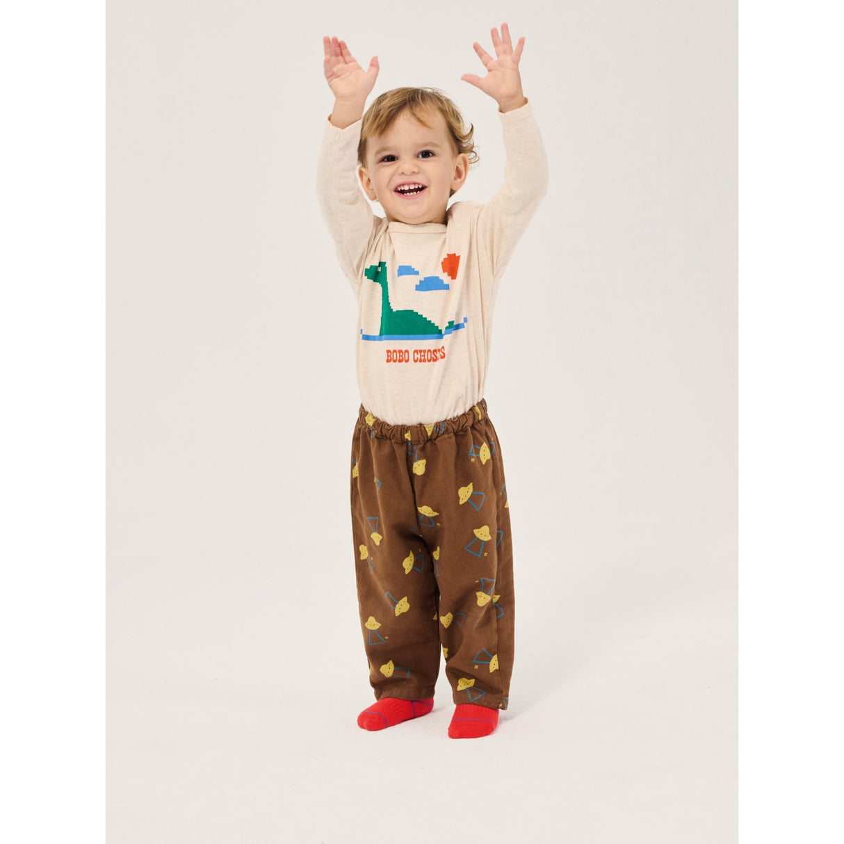 Bobo Choses Brown Pixel Abduction All Over Woven Pants