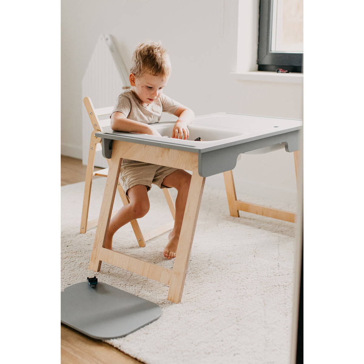 Duck Woodworks Grey Sensory Table With 2 Boxes Included