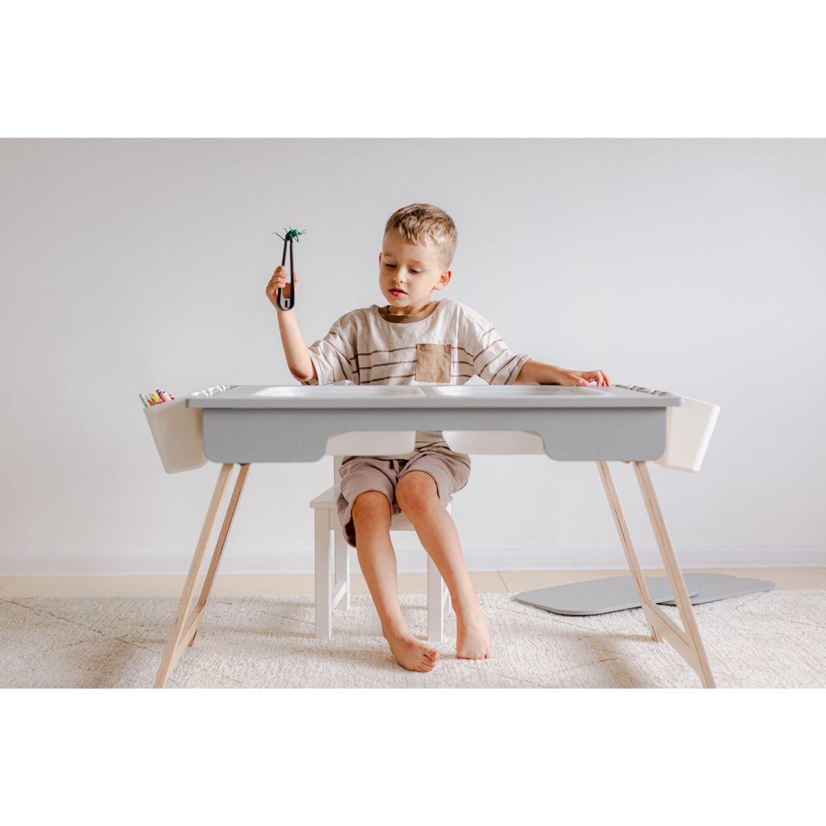 Duck Woodworks Grey Sensory Table With 2 Boxes Included