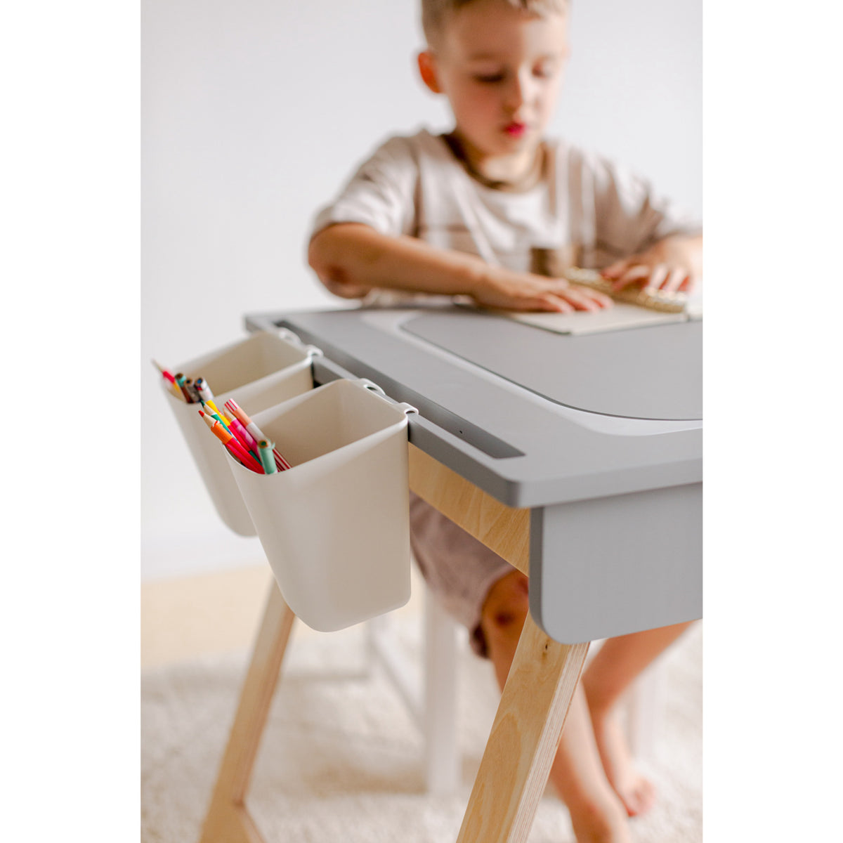 Duck Woodworks Grey Sensory Table With 2 Boxes Included