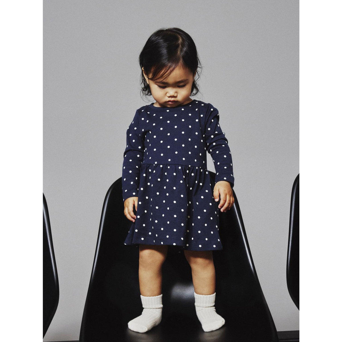 Name It Dark Sapphire Dots Aop In Bright White Nmfvivia Ls Dress Noos