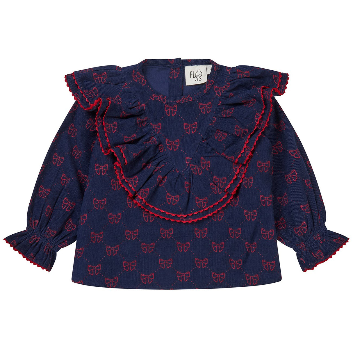 Flöss Navy/Ruby Red Bows Luna Blouse