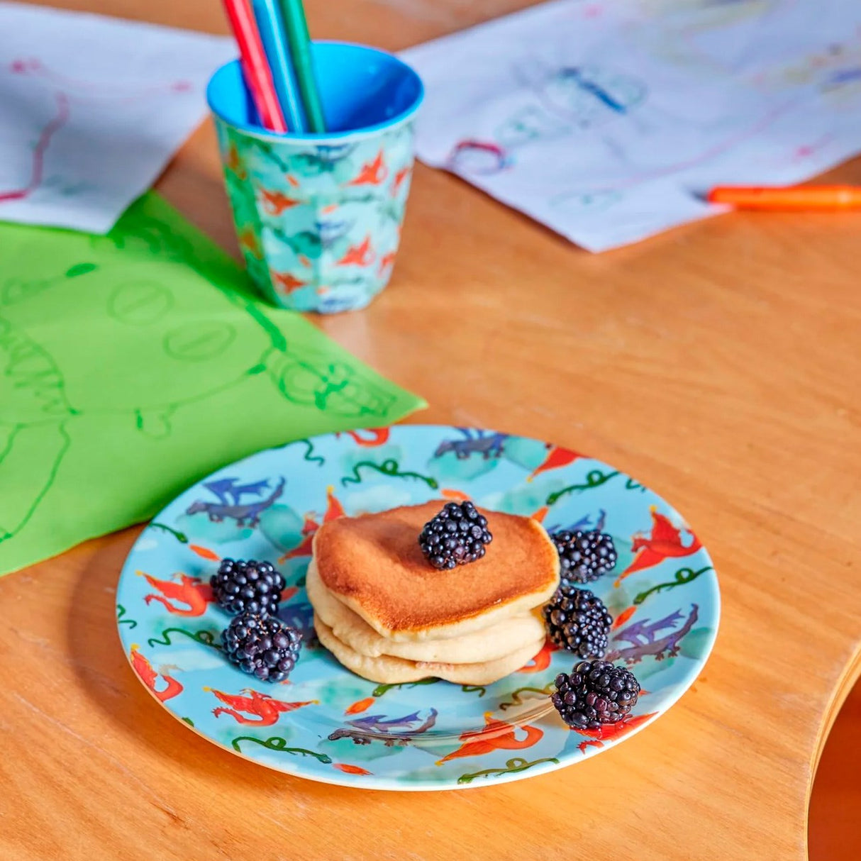 Rice Melamine Kids Side Plate with Dragon Print 2