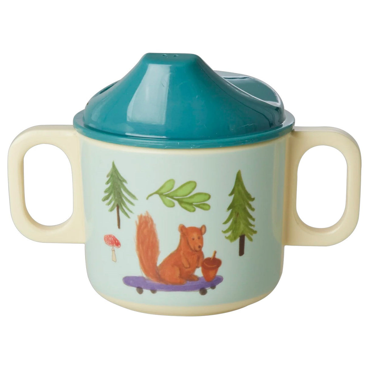 Rice Melamine 2 Handle Baby Cup with Blue Happy Forest Print - 250 ml