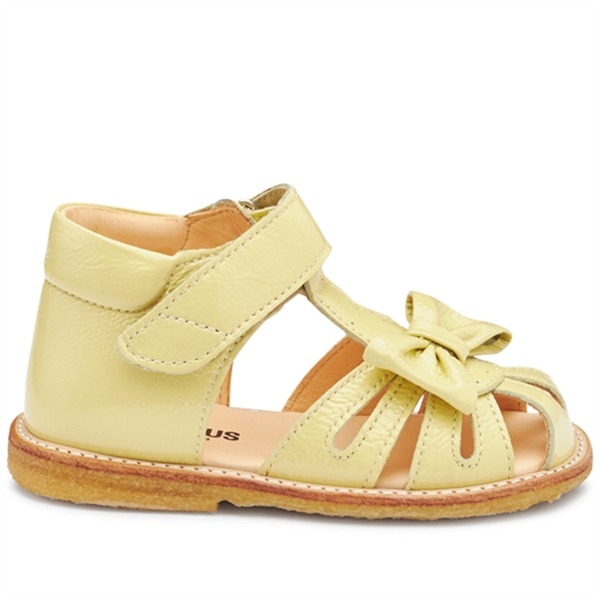 Angulus Starter Sandal W. Bow And Velcro Light Yellow