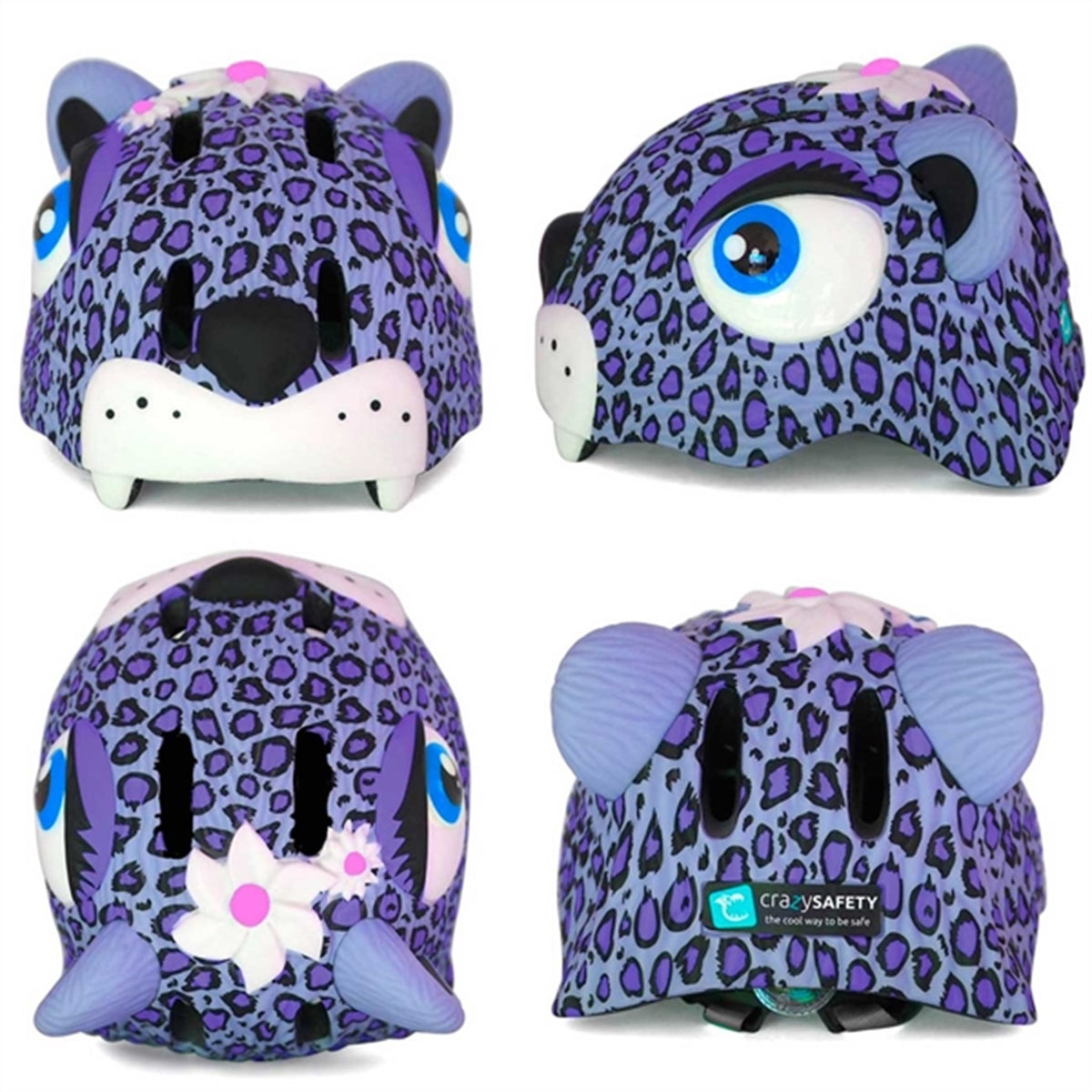 Crazy Safety Leopard Bicycle Helmet Purple 4