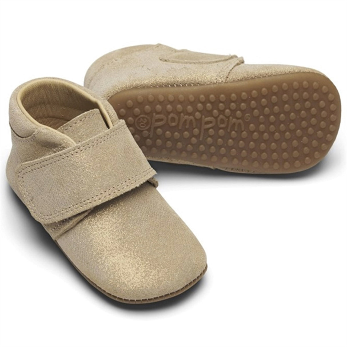 Pom Pom Indoor Shoe Velcro Gold Glitter