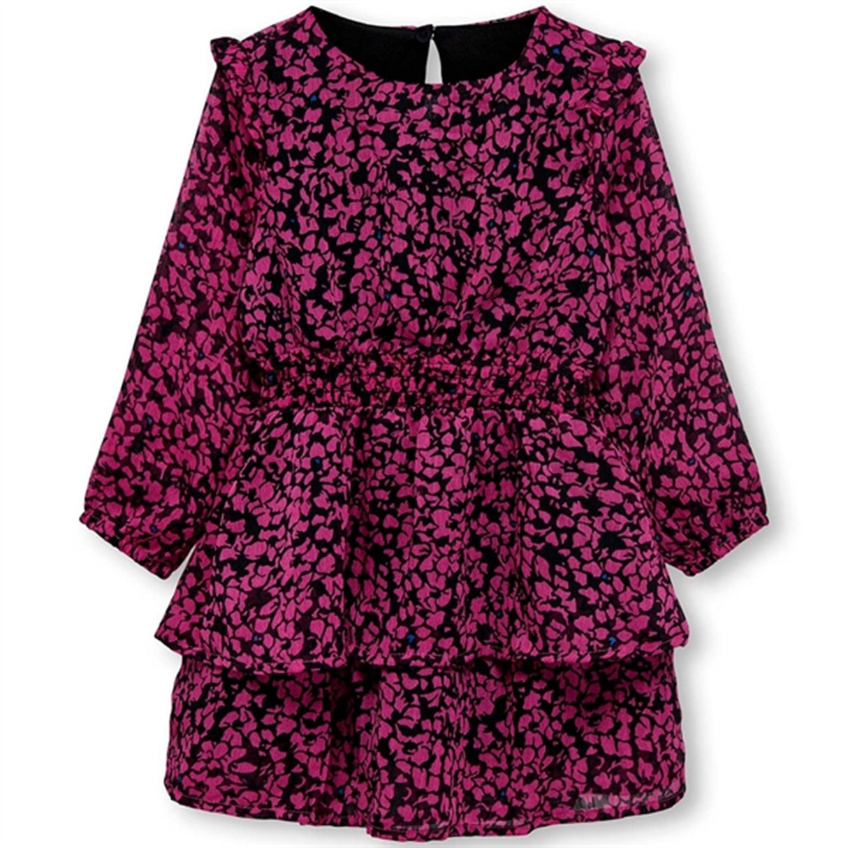 Kids ONLY MINI Black Broken Flowers Fuchsia Purple Isabella Smock Dress