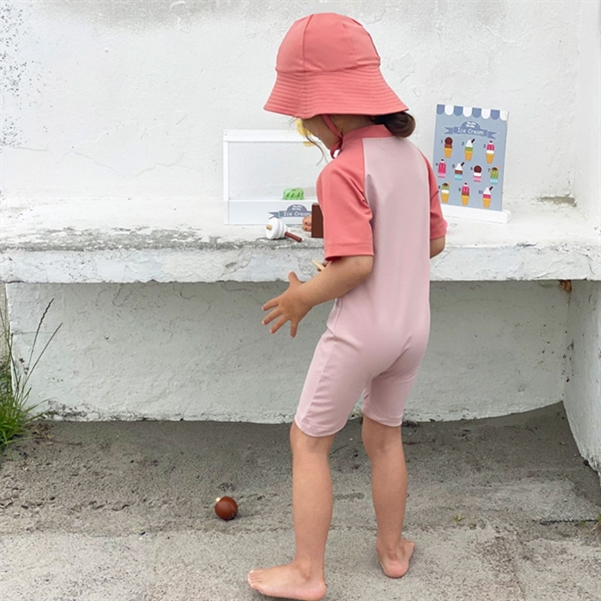 Petit Crabe Rose Nude/Morocco Multi Color Sunsuit with Zipper