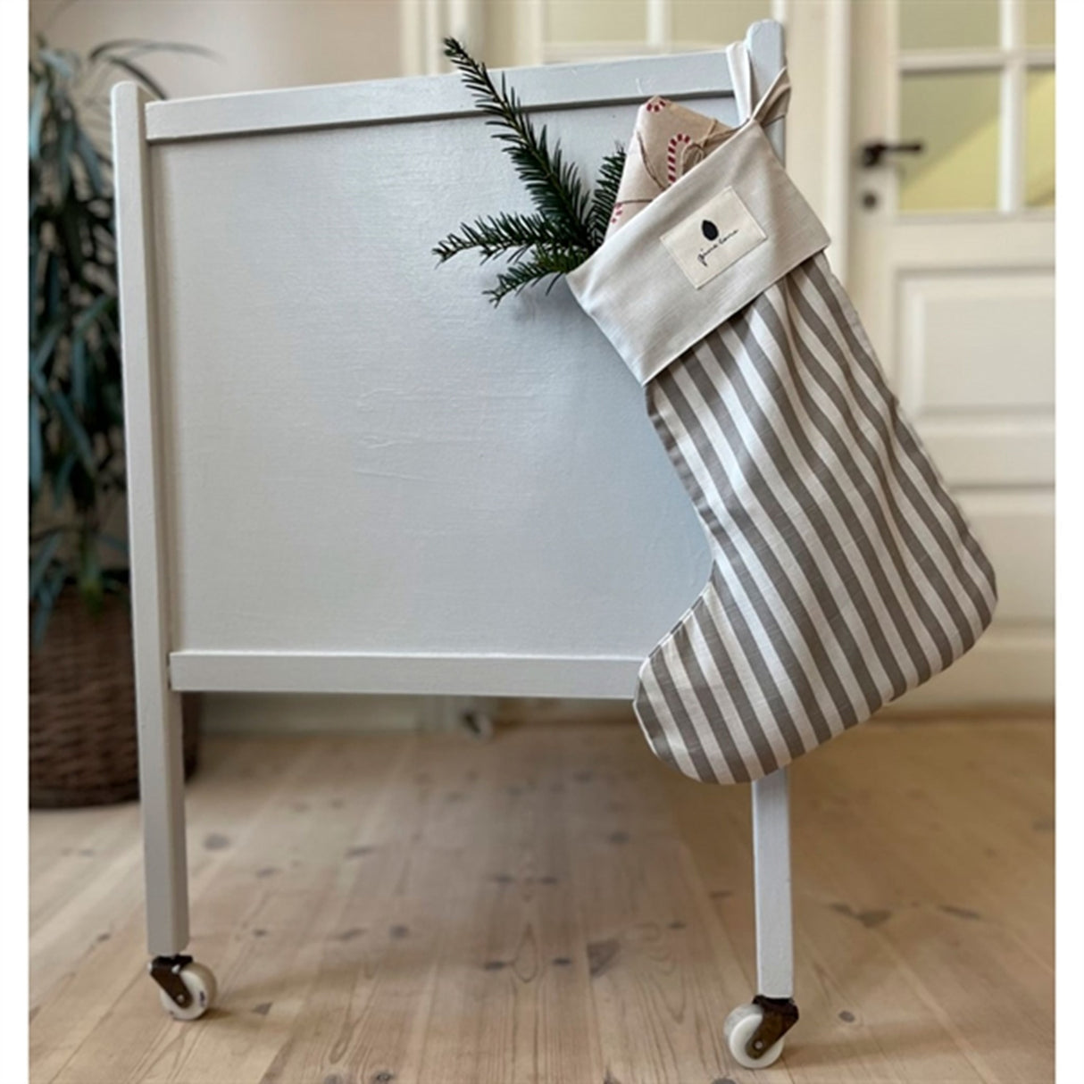 Pine Cone Grandma's Christmas Sock Mushroom Stripe