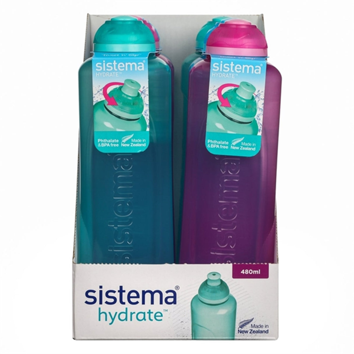 Sistema Twist 'n' Sip Swift Water Bottle 480 ml Pink
