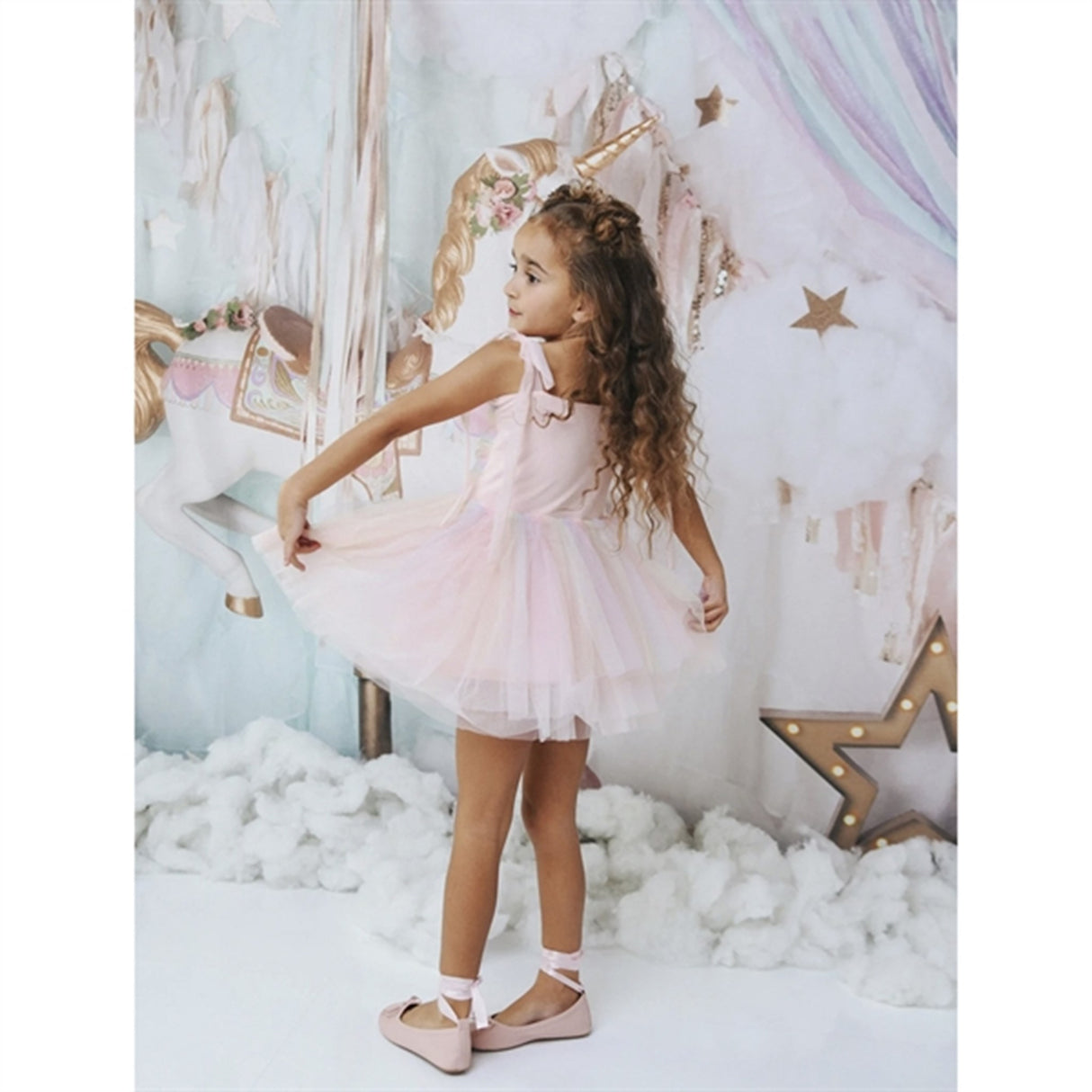 Dolly by Le Petit Tom Unicorn Rainbow Ballerina Tulle Tutu Dress Rainbow Pastel