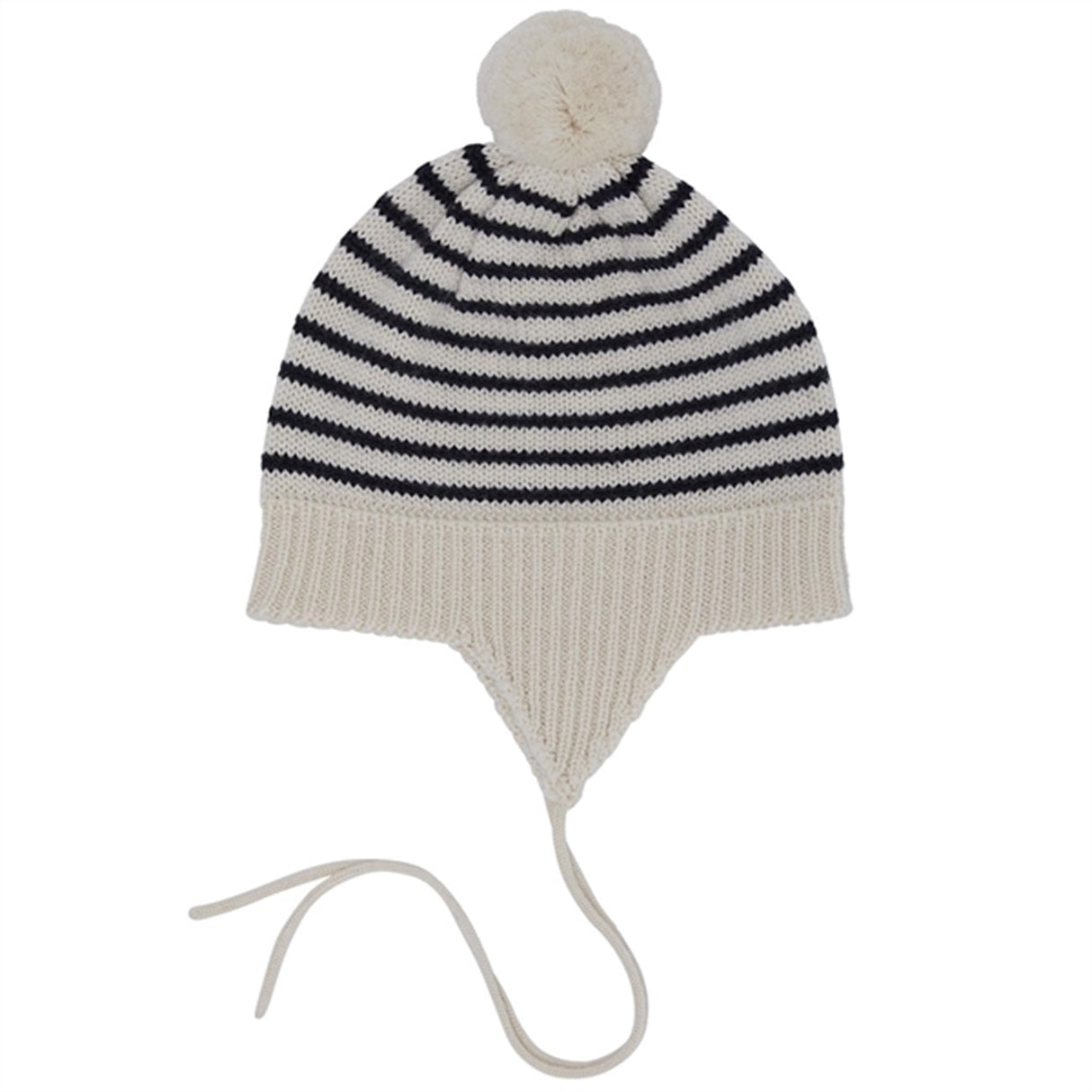 FUB Baby Pompom Hat Ecru/Dark Navy