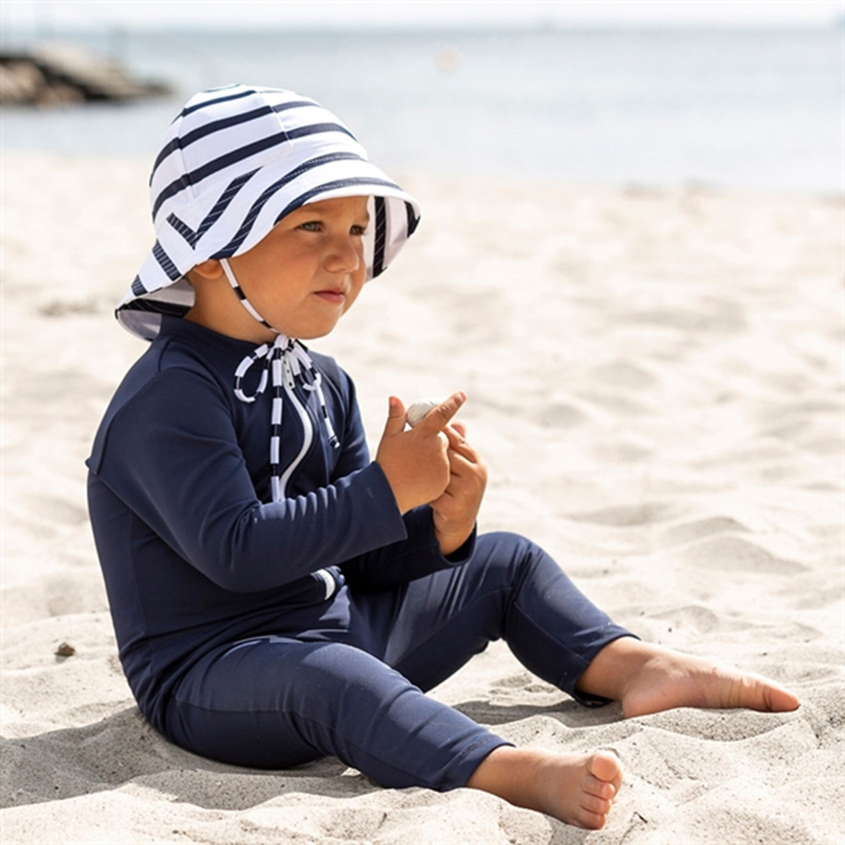 Petit Crabe Blue Lou Star Sunsuit with Zipper