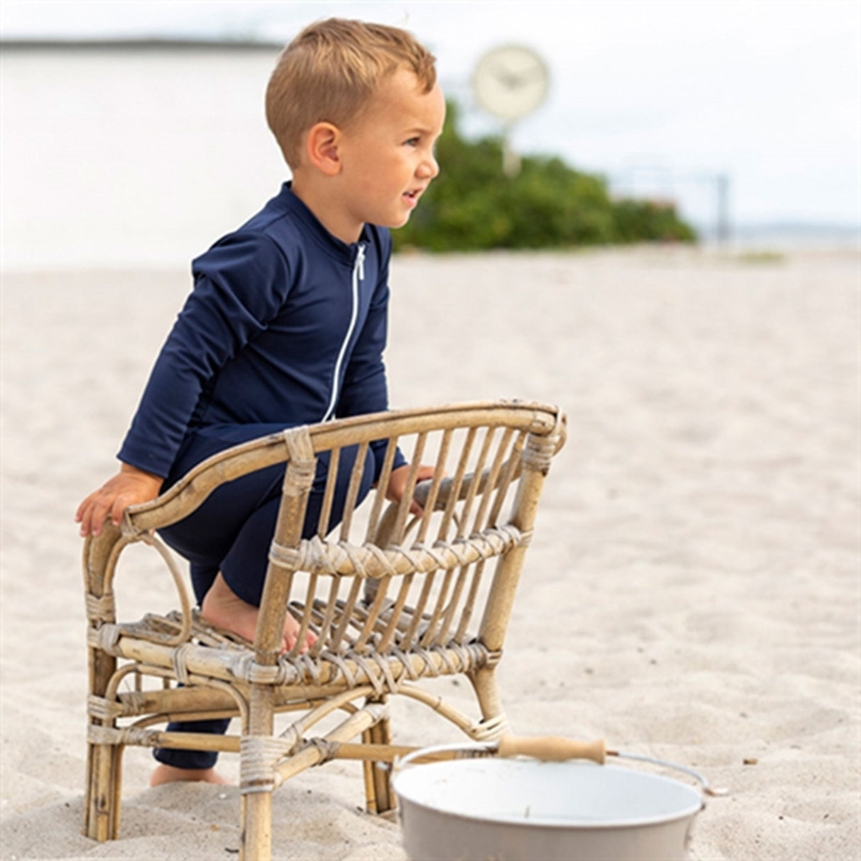 Petit Crabe Blue Lou Star Sunsuit with Zipper