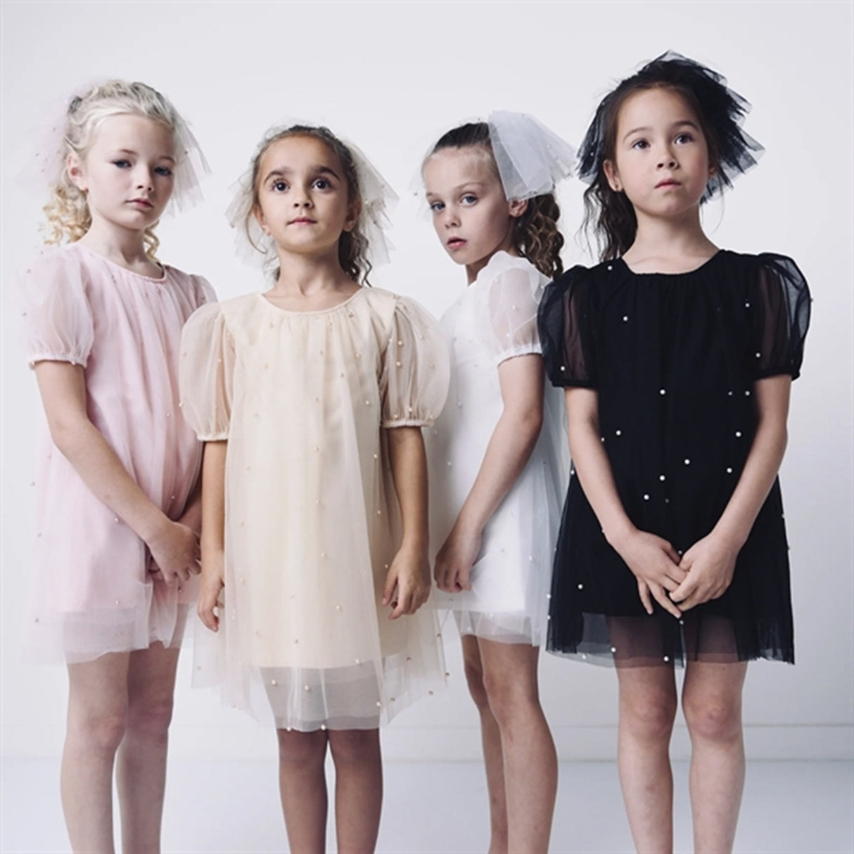 Dolly by Le Petit Tom Pearl Tulle Puff Aline Dress White