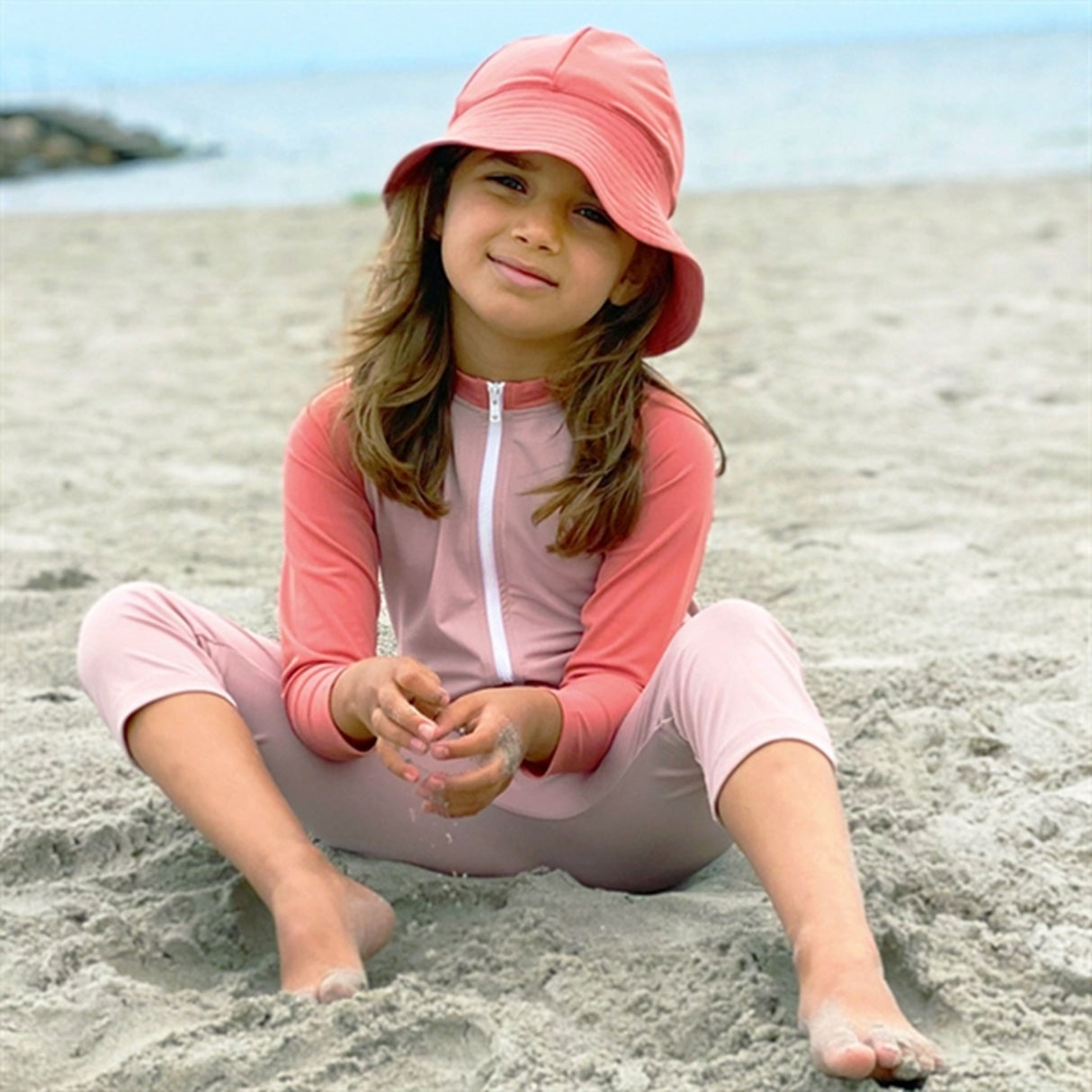 Petit Crabe Rose Nude/Morocco Multi Color Sunsuit with Zipper