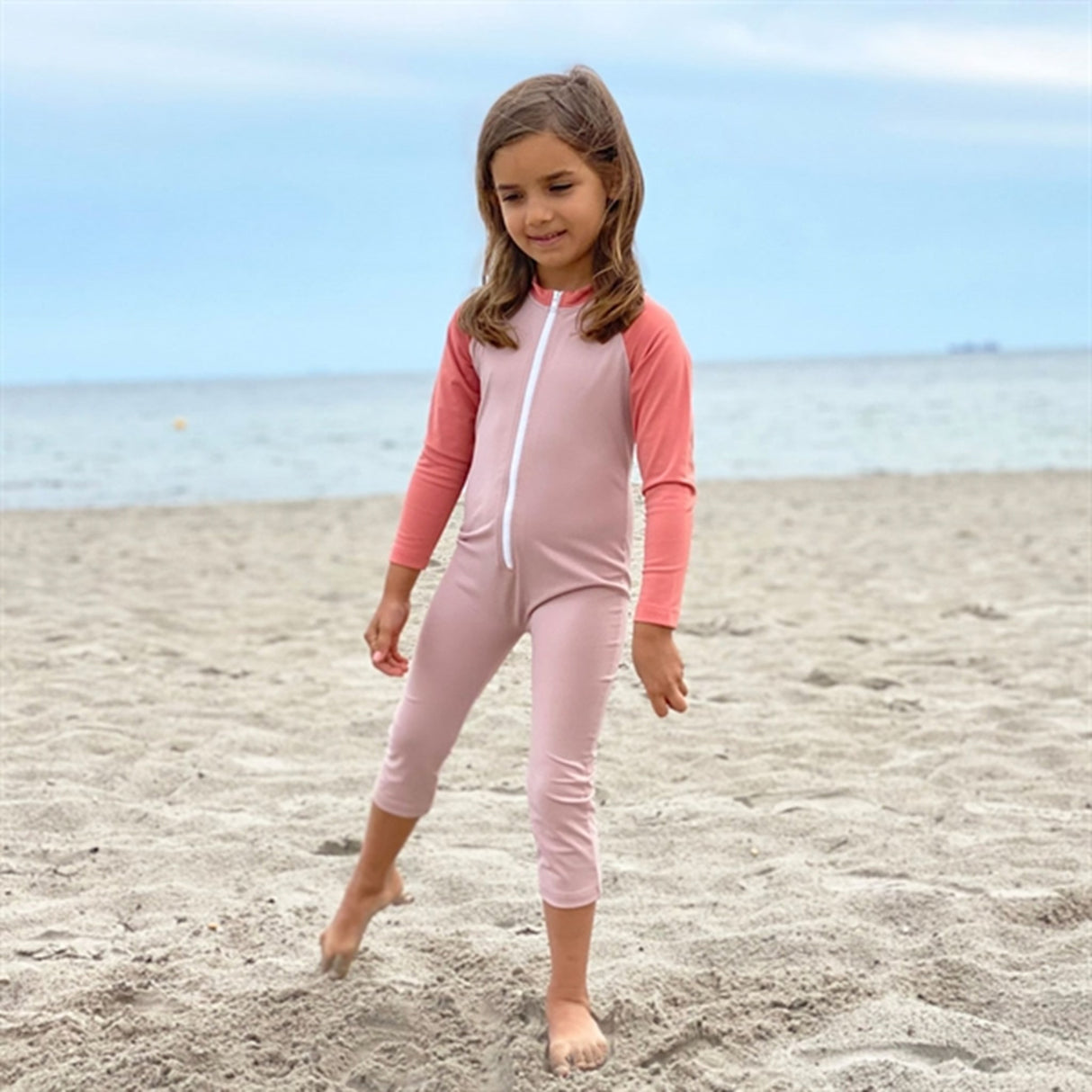 Petit Crabe Rose Nude/Morocco Multi Color Sunsuit with Zipper