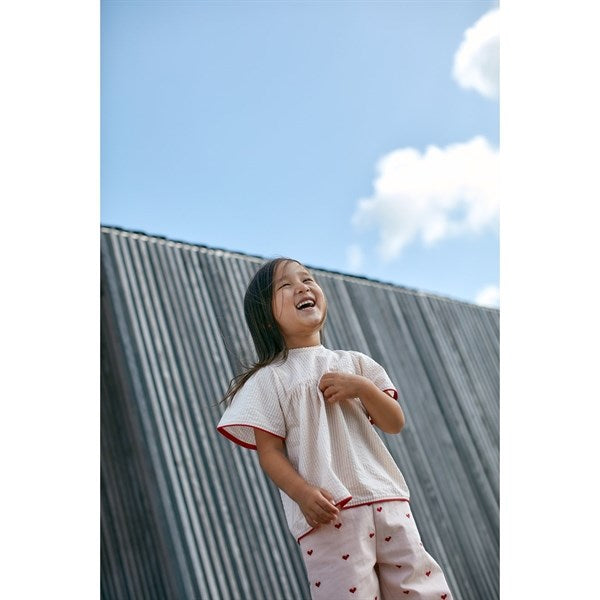 Copenhagen Colors Dusty Rose W Cream Stripe Seersucker Blouse