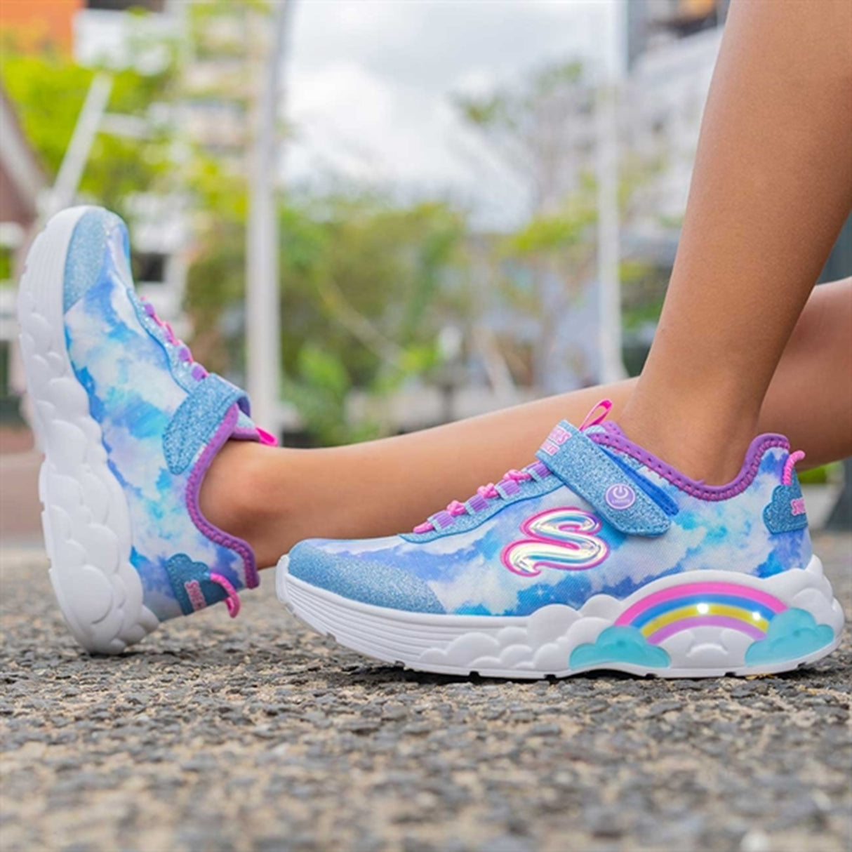 Skechers S-Lights Rainbow Racer Sneakers Blue 8