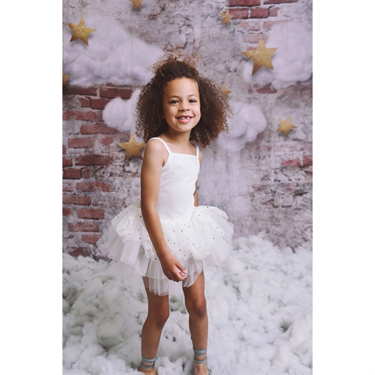 Dolly by Le Petit Tom Velvet Leotard With Tulle Tutu Dress Off White