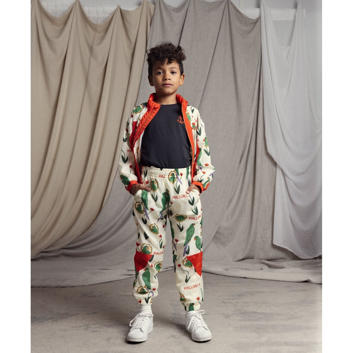 Mini Rodini Multi Parrots AOP Nylon Tracksuit Pants 2