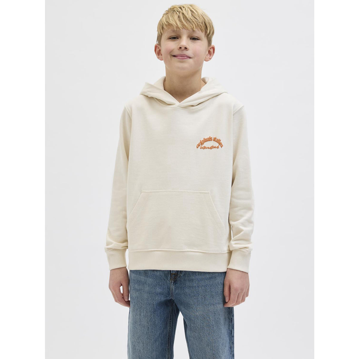 Jack & Jones Antique White Jwhparos Type Sweat Hood Back Jnr