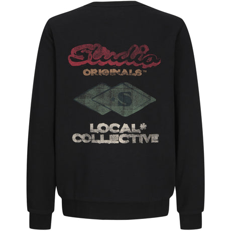 Jack & Jones Black Jwhretiro Back Sweat Crew Neck Jnr
