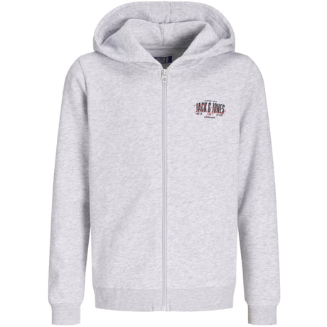 Jack & Jones White Melange Jjaero Sweat Zip Hood Jnr