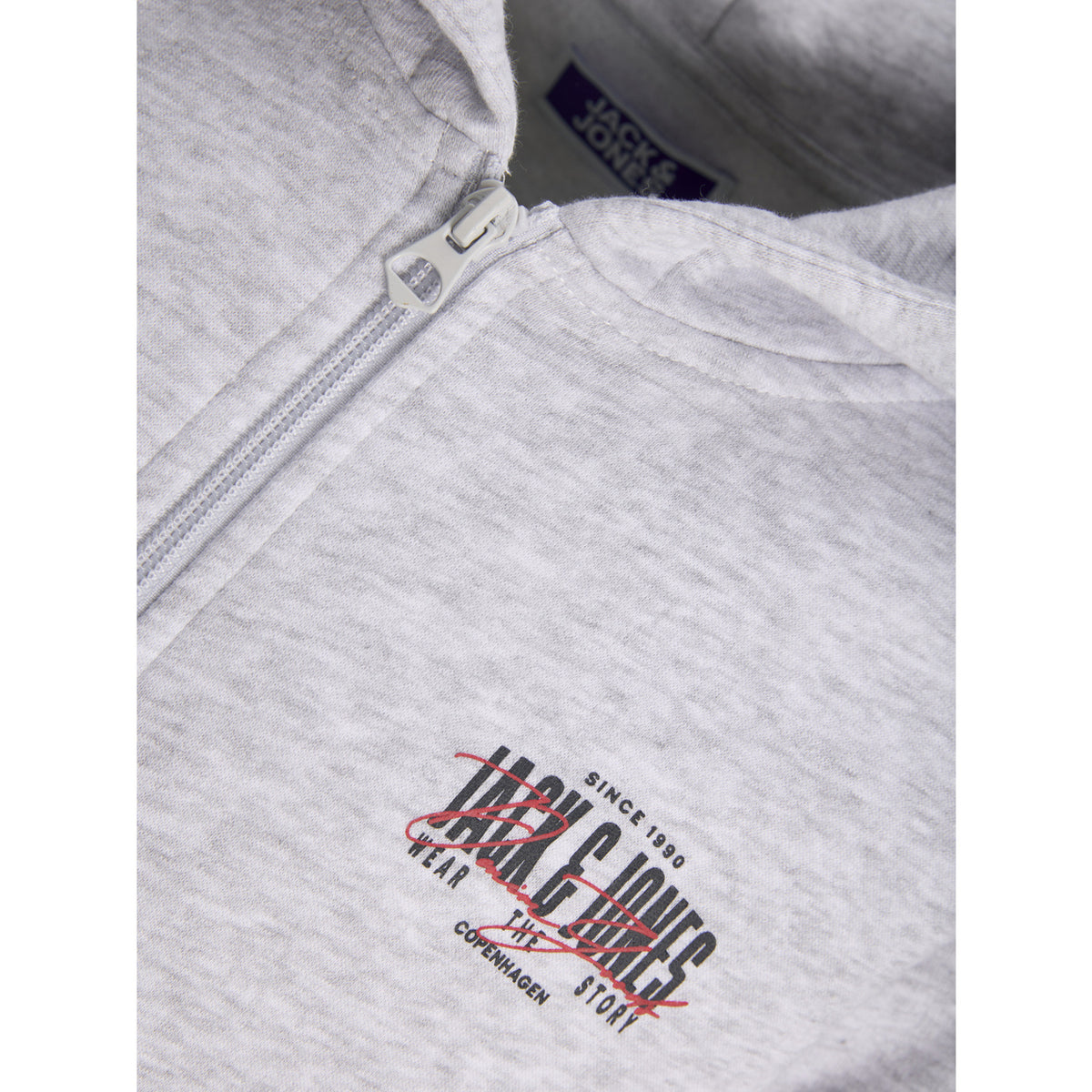 Jack & Jones White Melange Jjaero Sweat Zip Hood Jnr