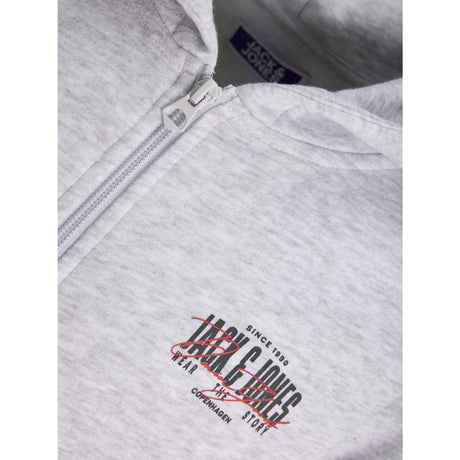 Jack & Jones White Melange Jjaero Sweat Zip Hood Jnr